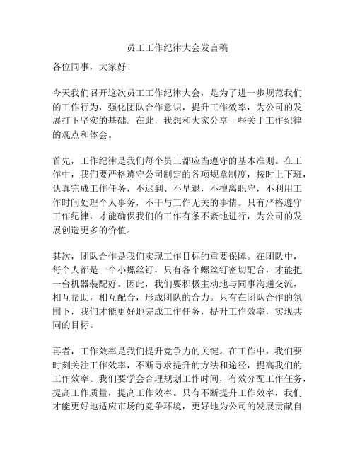 员工工作纪律大会发言稿