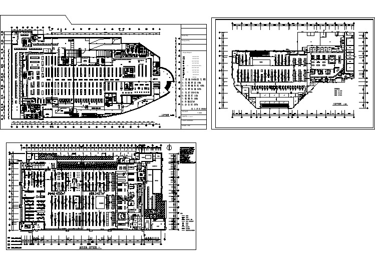 某地3层28838平米大型超市卖场平面布置图（3个CAD）