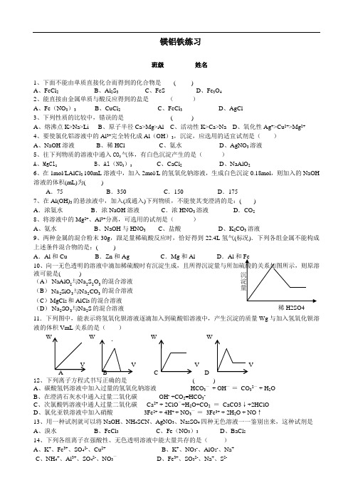 最新高中化学-镁铝铁练习 精品