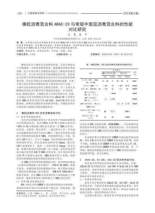 橡胶沥青混合料arac-20与常规中面层沥青混合料的性能对比研究