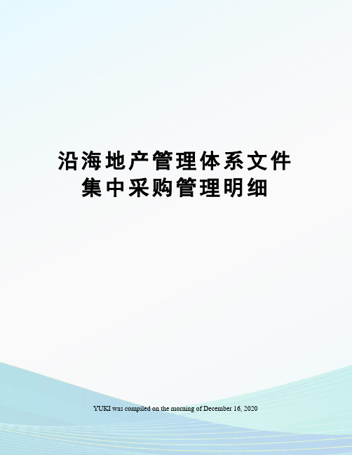 沿海地产管理体系文件集中采购管理明细