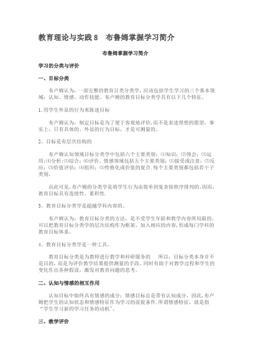 布鲁姆掌握学习理论