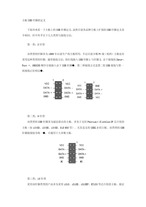 主板USB针脚的定义