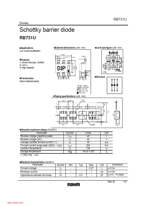 RB731UT108;中文规格书,Datasheet资料