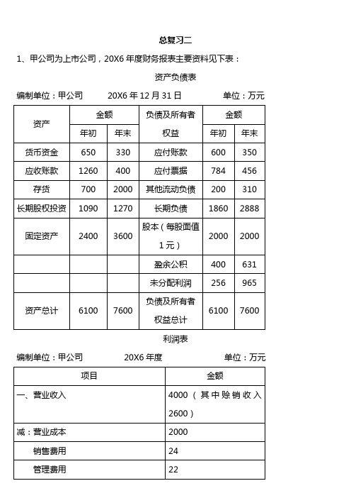 财务会计复习资料二