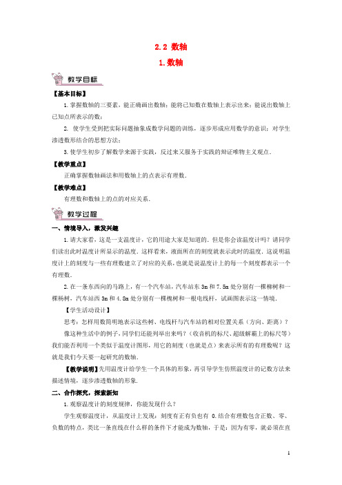 七年级数学上册第2章有理数2.2数轴数轴教案新版华东师大版