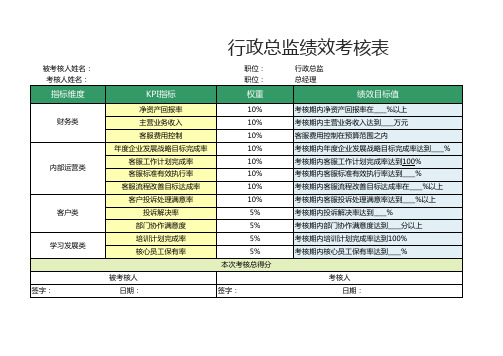 行政总监绩效考核表通用模板