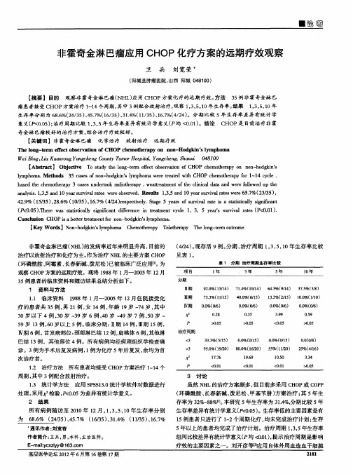 非霍奇金淋巴瘤应用CHOP化疗方案的远期疗效观察