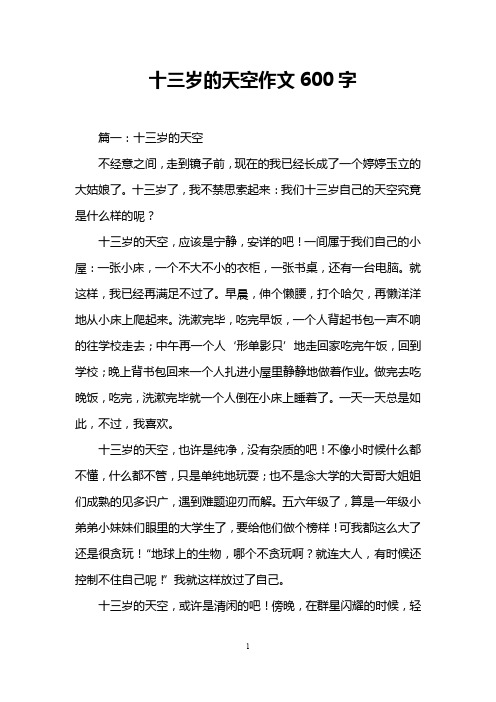 十三岁的天空作文600字