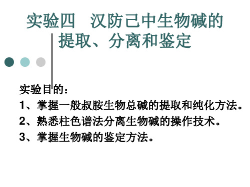 汉防己中生物碱的提取、分离和鉴定