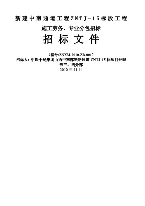 中南通道项目施工劳务专业分包招标文件