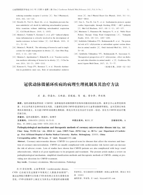 冠状动脉微循环疾病的病理生理机制及其治疗方法