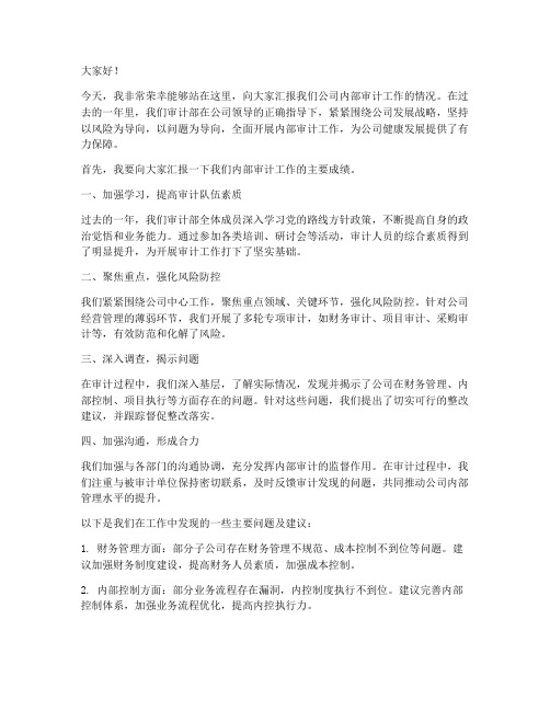 公司内部审计发言稿范文