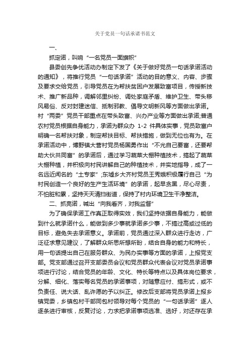 关于党员一句话承诺书范文_承诺书_