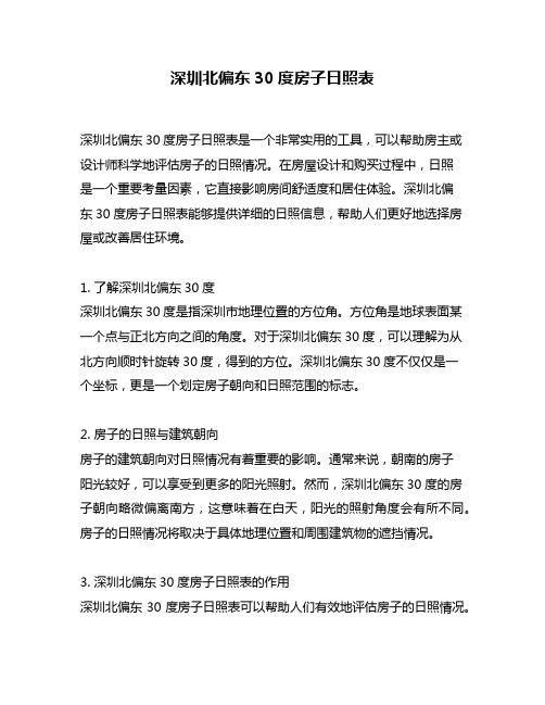 深圳北偏东30度房子日照表