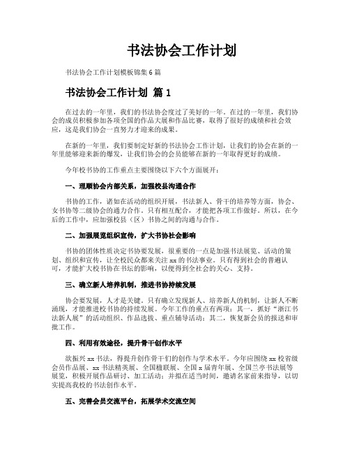 书法协会工作计划