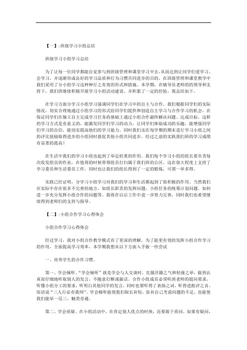 小组学习总结报告范文