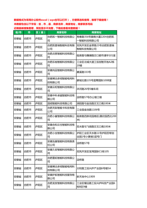 2020新版安徽省合肥市庐阳区智能科技有限公司工商企业公司商家名录名单黄页联系电话号码地址大全19家