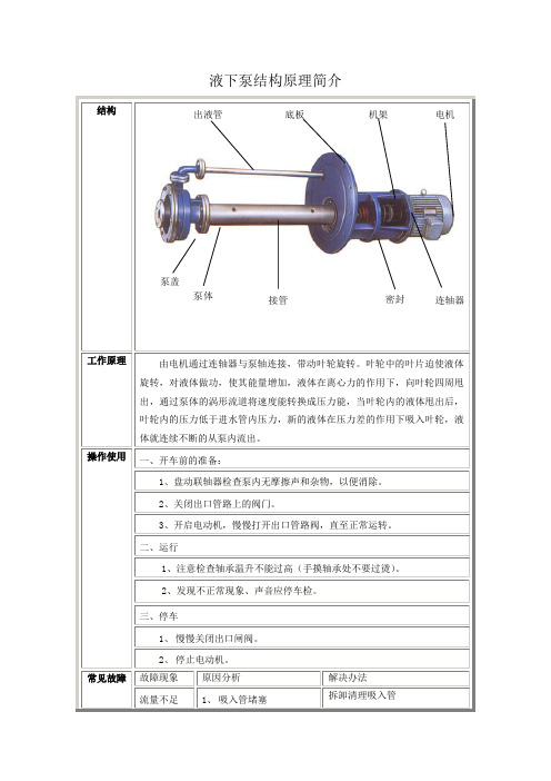 液下泵结构原理简介