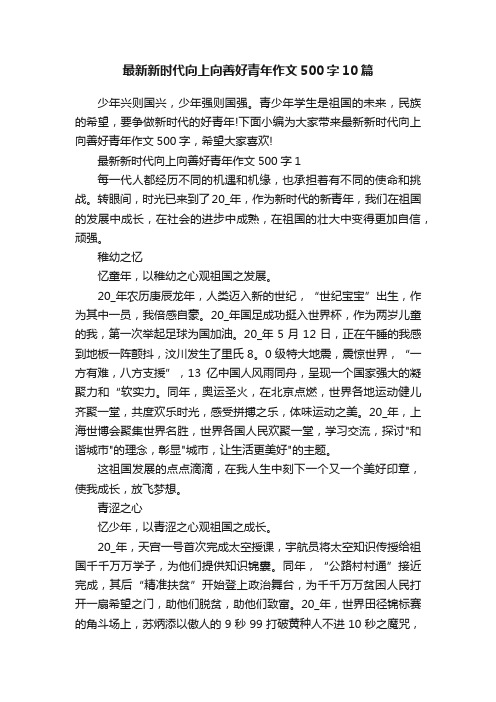 最新新时代向上向善好青年作文500字10篇