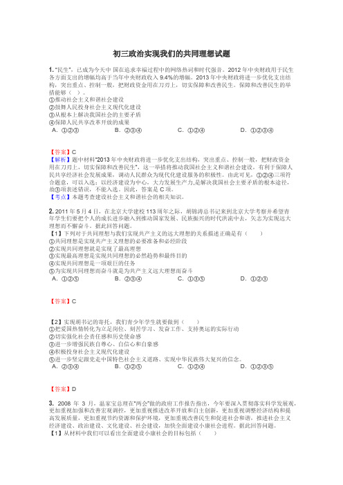 初三政治实现我们的共同理想试题
