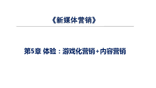 《新媒体营销》体验：游戏化营销 内容营销