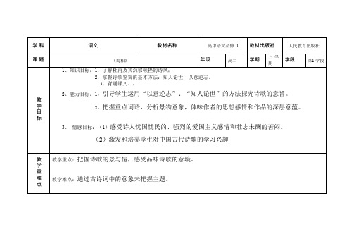 高中语文教学设计参赛模板(1)(可编辑修改word版)