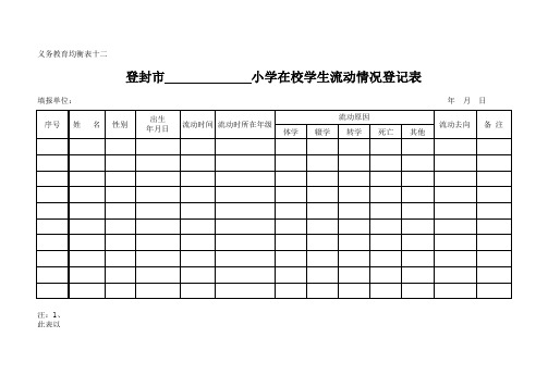 在校学生流动情况登记表