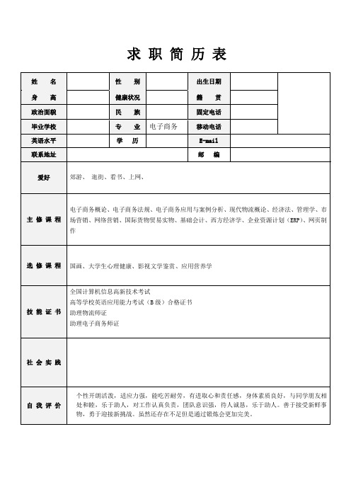 电子商务专业个人简历