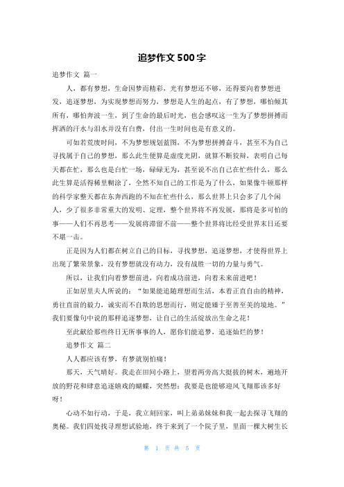 追梦作文500字