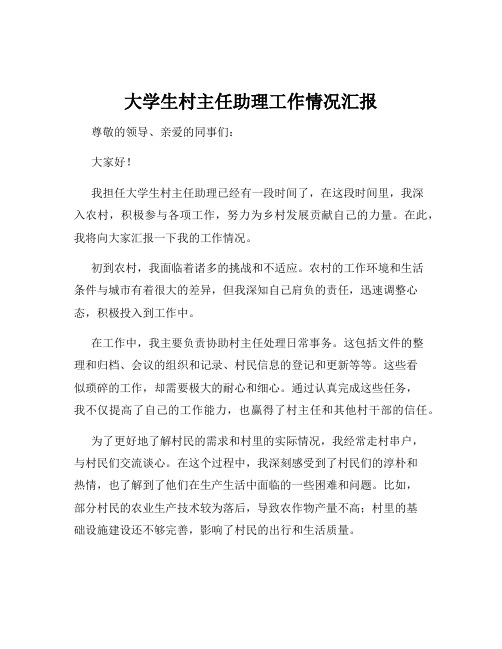 大学生村主任助理工作情况汇报