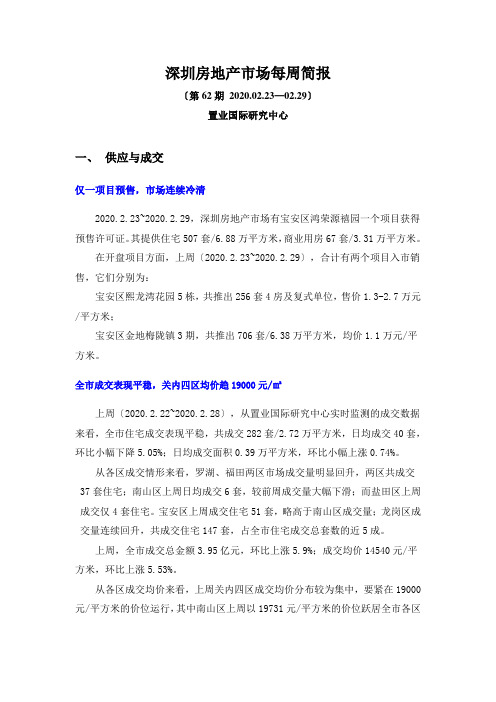 深圳房地产市场每周简报