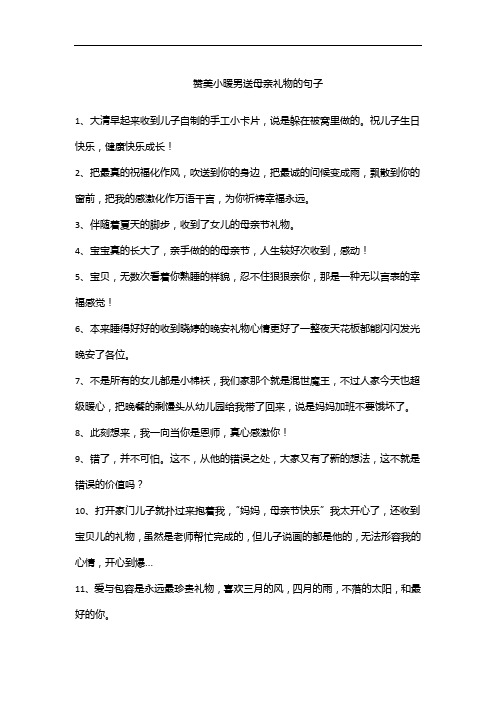 赞美小暖男送母亲礼物的句子