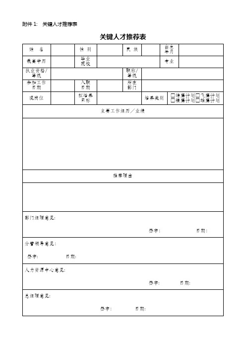 关键人才推荐表