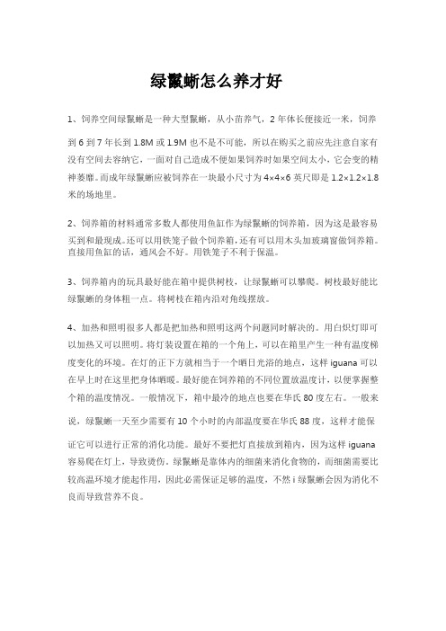 绿鬣蜥怎么养才好