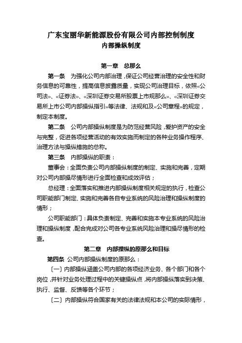 广东宝丽华新能源股份有限公司内部控制制度