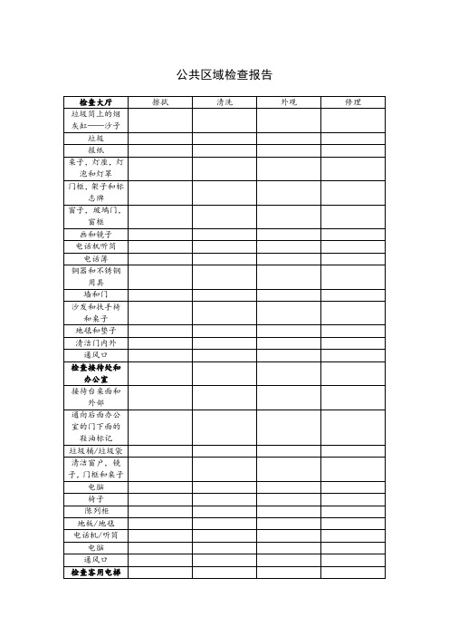 公共区域检查报告 模板