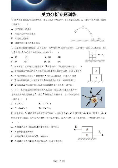 九年级物理复习1—受力分析专题附答案