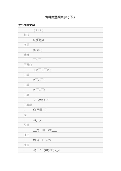 各种类型颜文字（下）