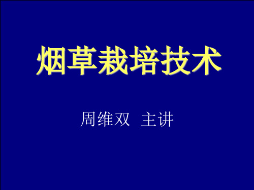 烟草栽培技术培训讲座(ppt 65页)