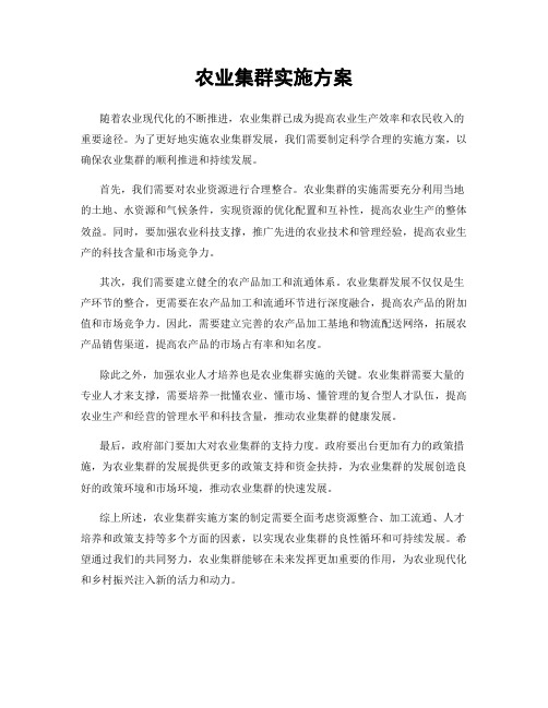 农业集群实施方案