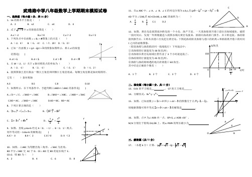 武珞路中学八年级数学上学期期末模拟试卷