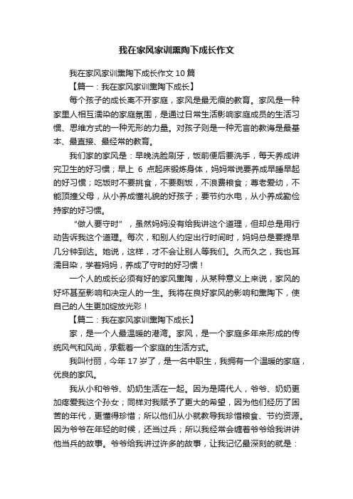 我在家风家训熏陶下成长作文10篇