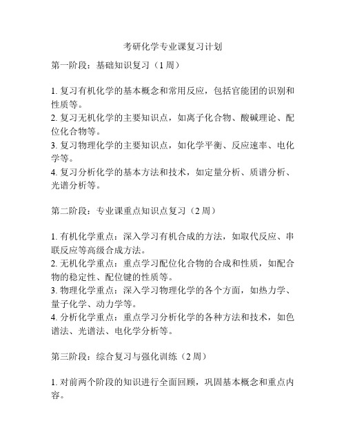 考研化学专业课复习计划