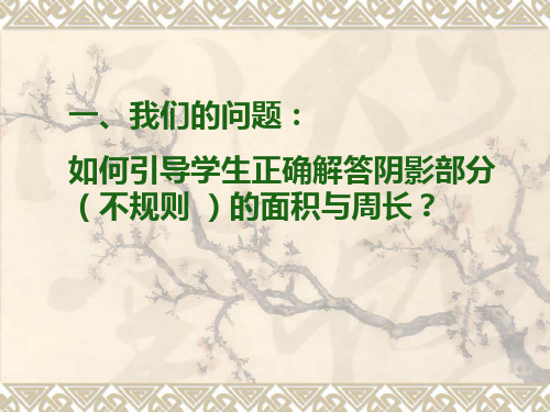 六年级正确解答阴影部分(不规则 )的面积与周长研讨问题