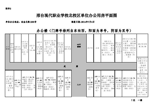 北校区单位办公用房平面图