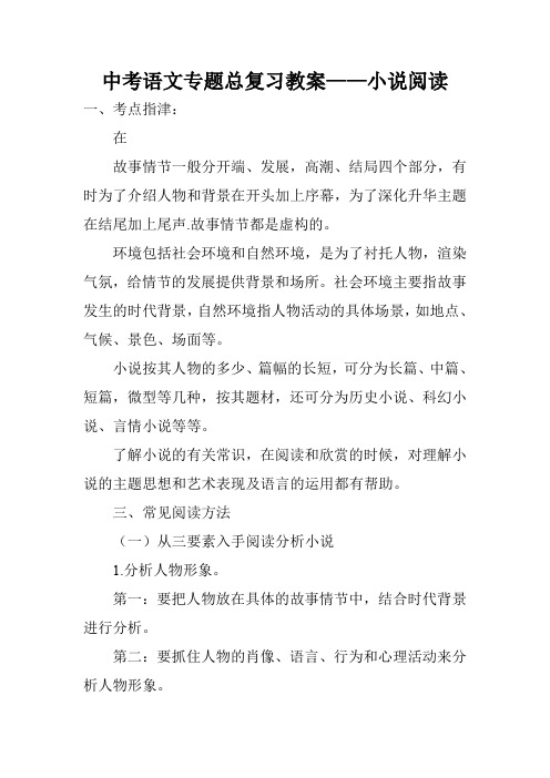 中考语文专题总复习教案——小说阅读