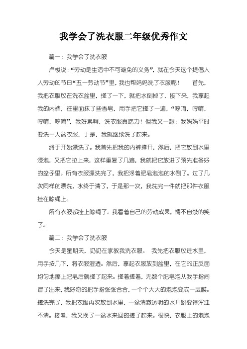 我学会了洗衣服二年级优秀作文