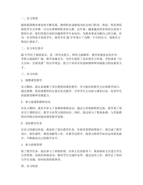 师院非师范生实习报告