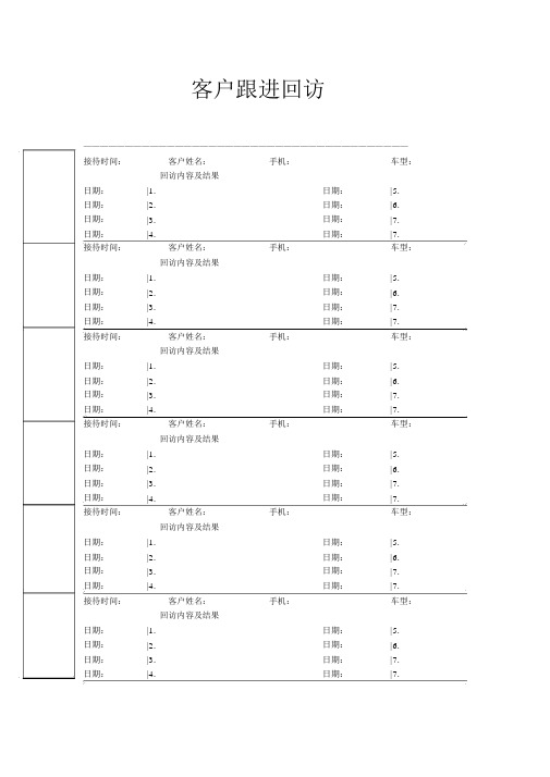 4S店汽车客户信息跟踪表